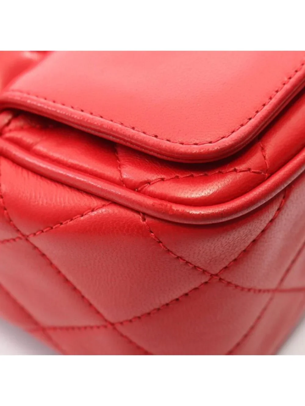 Chanel Shoulder Bag Quilted Tassel Red Lambskin Fringe Bijou Chain